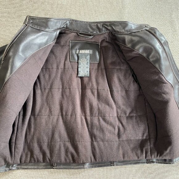 Kenneth Cole Reaction Faux Leather Jacket Kids Boys 4 Brown Biker Jacket - Picture 4 of 15